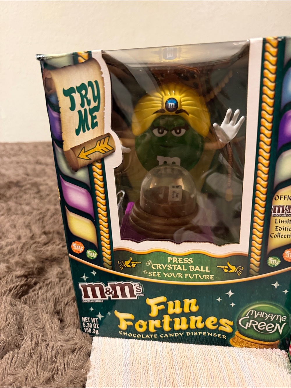 M&M's Madame Green Fun Fortunes Chocolate Candy Dispenser - Collectible